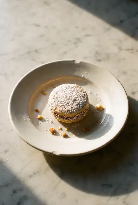 A alfajor on a white plate