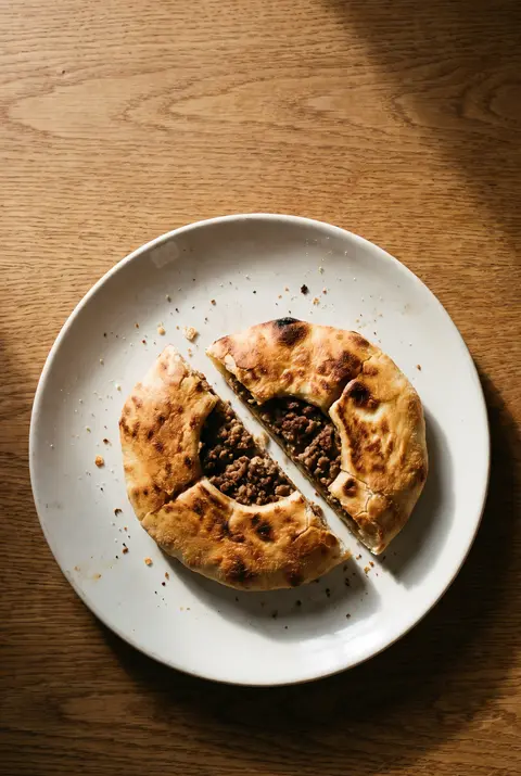 A Egyptian hawawshi on a white plate
