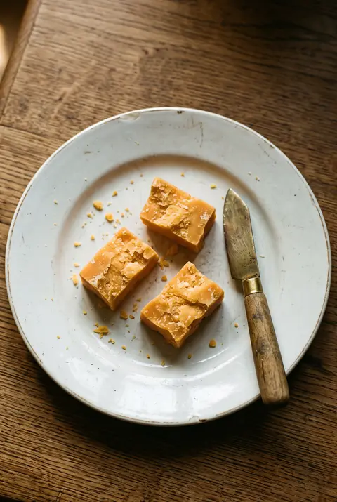 Cheese, about 100 g, on a white plate