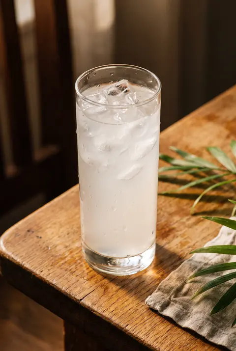 330 ml of coconut water in a clear glass